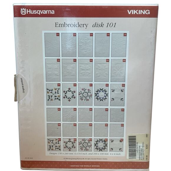 Quilt Embroidery Designs Disk 101 Husqvarna Viking Designer 1 Machine 1990s EUC - Picture 2 of 10